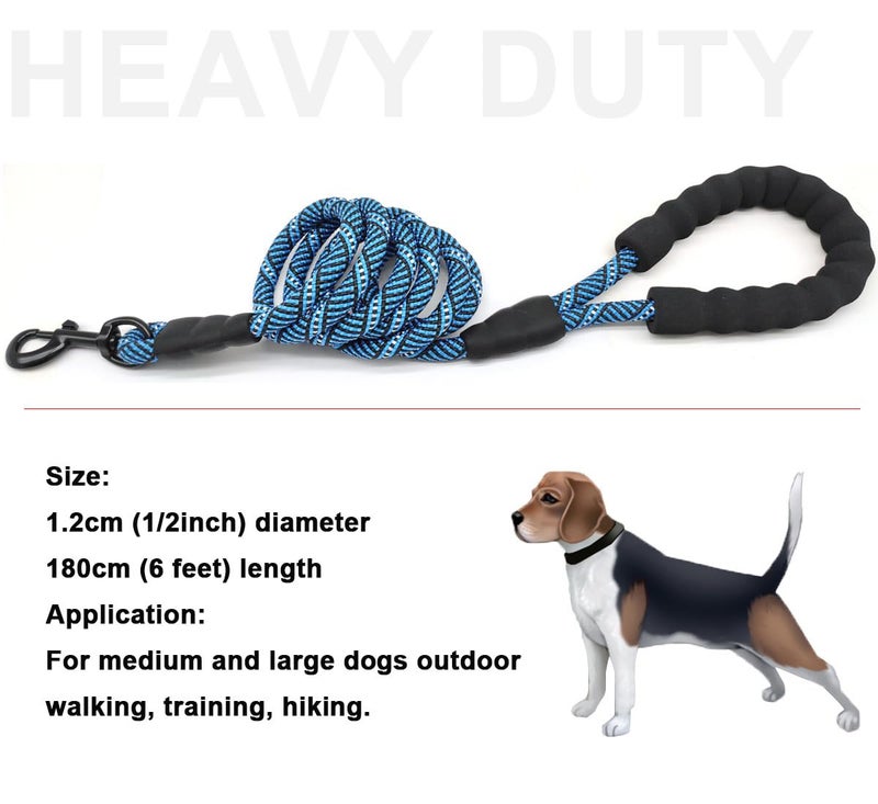 MayPaw Rope Dog Leash 3/6/8/10/12/15/20/30 FT, Heavy Duty Nylon Pet Leash, Soft Padded Handle Thick Lead Leashes for Large Medium Dogs (1/2" * 6', Blue Black) - Image 5